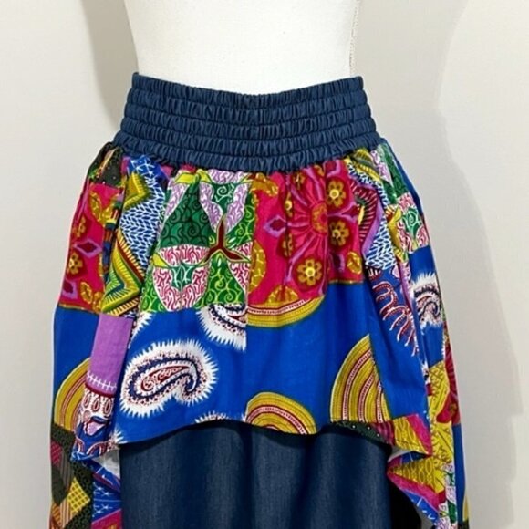 sakkas Bahati Hi Low Mermaid African Ankara Dutch Wax Paisley Skirt - Picture 2 of 5